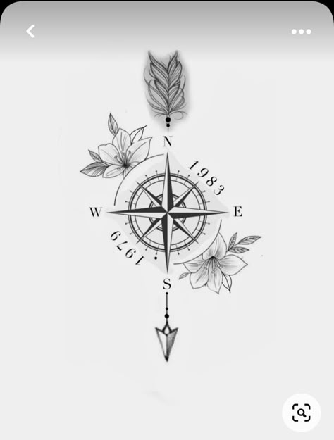 Unalome Compass Tattoo, Compass With Names Tattoo, Feminine Compass Tattoos, Women’s Compass Tattoo, Floral Compass Tattoo Feminine, Compass Tattoo For Women, Small Tattoos Mom, Compass With Arrow Tattoo, Small Tattoos Leg