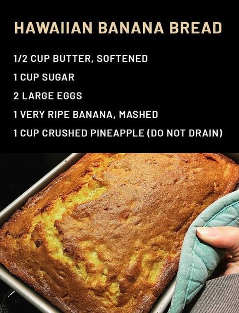 Hawaii Banana Bread Recipe, Hawaiian Banana Bread Recipe, Hawaiian Banana Bread, Vanilla Extract Recipe, Banana Bread Ingredients, Yummy Dishes, Easy Banana Bread Recipe, Apple Dessert, American Recipes