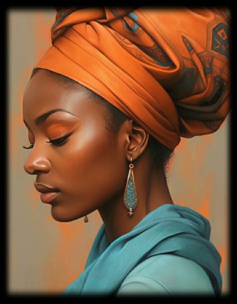 Turban Drawing, Africa Art Design, Black Woman Artwork, Portraiture Art, Samantha Photos, Bible Pictures, Black Children, Africa Art, African Queen