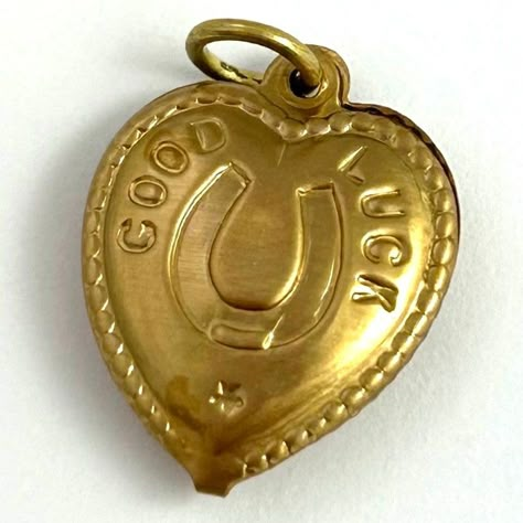 Vintage Heart Charm Good Luck Charm Vintage Charm Heart - Etsy Vintage Trinkets, Good Luck Charms, Morristown Nj, Good Luck Necklace, Puffy Heart Charms, Gold Charms, Luck Charm, Horse Shoe, Metal Heart