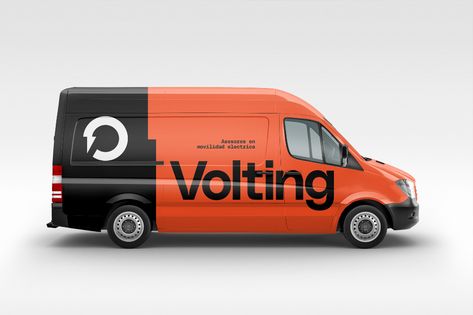 Volting brand identity | Behance Vehicle Graphics Branding, Transportation Logo, Van Signs, Truck Wrap, Vehicle Signage, Corporate Id, Car Sticker Design, Van Wrap, Car Wraps