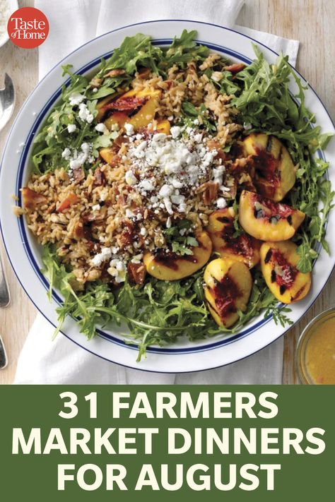 31 Farmers Market Dinners for August Farmer’s Market Recipes, Summer Farmers Market Recipes, Farmers Market Meal Ideas, Farmers Market Dinner Ideas, Farmers Market Recipes Summer, Farmers Market Recipes Fall, Farmers Market Meals, Farmers Market Dinner, Veggie Fajitas