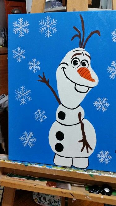 Frozen Canvas Painting Easy, Olaf Painting On Canvas Easy, Olaf Canvas Painting, Olaf Window Painting, Frozen Painting Ideas, Easy Things To Paint Christmas, Disney Christmas Paintings On Canvas, Frozen Painting Easy, Canvas Painting Ideas Christmas Easy