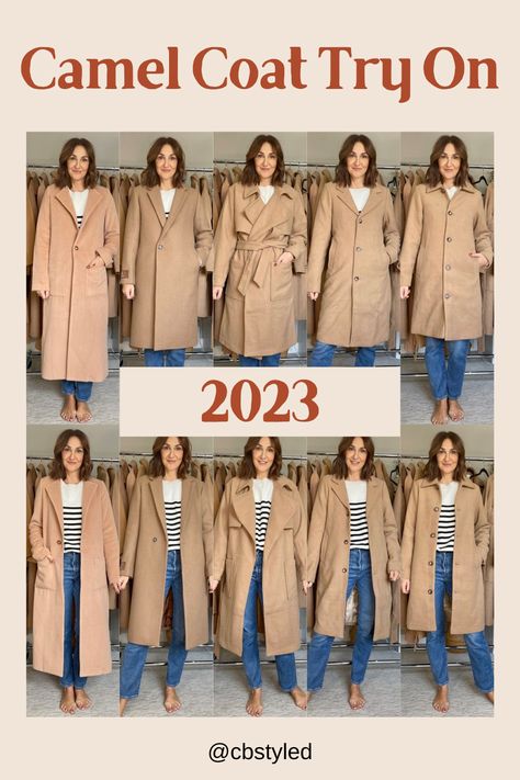 Fall Coat 2023, Tan Coat Outfit Winter Classy, 2023 Trench Coat, Beige Trench Coat Outfit Winter, Trendy Winter Outfits 2023, Trench Coat Travel Outfit, Winter Coat 2023, Winter Coats 2023, Mid Size Camel Coat