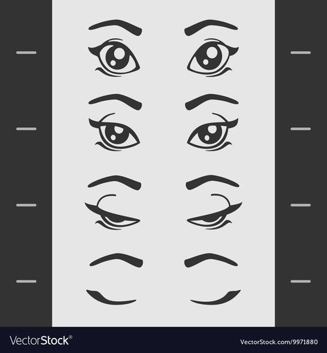 Eye Blinking Animation Frames, Blinking Animation Frames, Blinking Eyes Animation, Frame By Frame Animation Reference, Eyes Animation, Eyes Drawing Cartoon, Eyes Blinking, Animation Frames, Mouth Animation