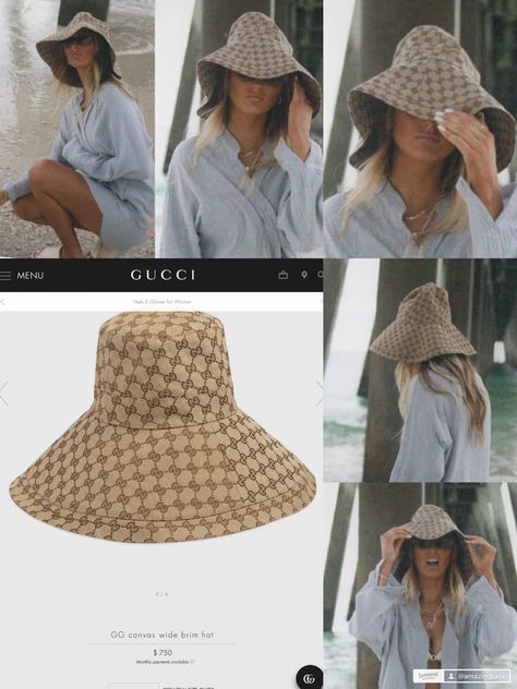 Gucci Hat Outfit Women, Gucci Bucket Hat Outfit Women, Luxury Trendy Bucket Hats, Luxury Women's Bucket Hat, Luxury Designer Bucket Hat For Women, Bucket Hat Street Style, Gucci Adjustable Bucket Hat, Wide Brim Hat Outfit, Gucci Bucket Hats