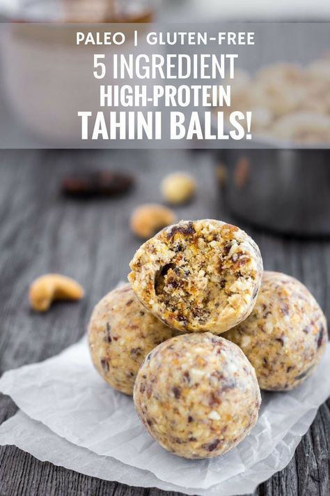 Tahini Protein Balls, Pregnant Snacks, Tahini Balls, Snickers Protein Bar, Paleo Breakfasts, Bake Healthy, Healthier Sweets, Paleo Protein, Energy Bites Recipes