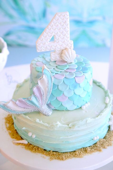 Mermaid Cakes Simple, Ariel Birthday Cake Simple, Diy Mermaid Cake, Mermaid Party Cake, Mermaid Birthday Cake Ideas, Mermaid Birthday Cake, Ariel Birthday Party, Mermaid Birthday Party Decorations, Mermaid Theme Birthday Party