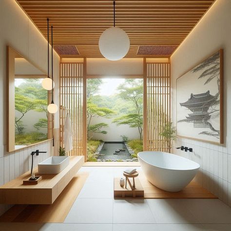 Japandi Bathroom Japan Style Bathroom, Japanese Shower Room, Japandi Interiors Bathroom, Japan Bathroom Design, Japan Interior Design Modern, Japandi Style Bathroom, Muji Bathroom, Modern Japanese Bathroom, Natural Bathroom Design