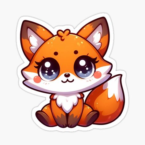 Cute Fox Stickers, Cute Fox Drawings, Cute Fox Cartoon, Cute Fox Drawing, Fox Cartoon, Disney Drawings Sketches, Fox Drawing, Cute Kawaii Animals, Cute Animal Clipart