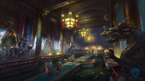 ArtStation - Feudal Japanese Throne room, angelina andreas Japanese Throne Room, Interior Concept Art, Scene Inspiration, Town Building, Fantasy Rooms, Batman Artwork, Throne Room, Gothic Home Decor, Gothic House