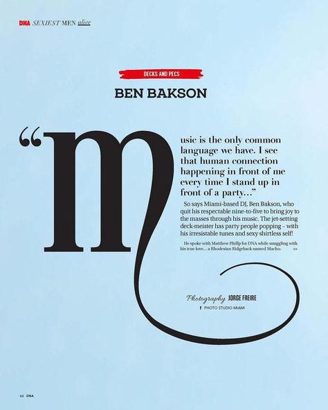 Ben Bakson (@ben_bakson) DNA Magazine | #272 – Sexiest Men Alive 2022 Page 1 Party People, Human Connection, Man Alive, Stand By Me, Photo Studio, Stand Up, True Love, Dj, Tech Company Logos