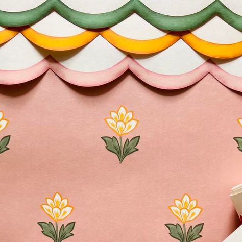 Ottoline on Instagram: "Are you familiar with our scalloped wallpaper borders? They add just a layer of happiness 🌞 #wallpaper #wallpaperborder #ottoline #scalloped #scallopedwallpaperborder" Scalloped Wallpaper, Scalloped Bedroom, Happiness Wallpaper, Wallpaper Borders, Girls Rooms, Wallpaper Border, March 27, Painting Wallpaper, Wallpaper Bedroom