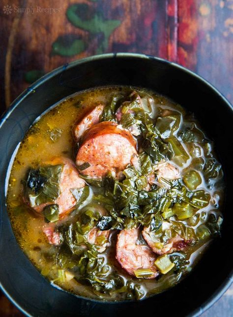 Collard Greens Soup Recipe, Gumbo Greens Recipe With Shrimp, Gumbo Greens Recipe, Greens Gumbo, Gumbo Greens, Green Gumbo, Food Boutique, Louisiana Gumbo, Gumbo Soup