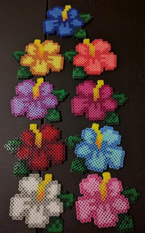 Lily Perler Bead Pattern, Hibiscus Perler Bead Pattern, Pearler Bead Flower Patterns, Floral Perler Bead Patterns, Hawaiian Flower Perler Beads, Perler Bead Bouquet, Flower Perler Bead Pattern, Peeler Bead Flower, Perler Flower Patterns