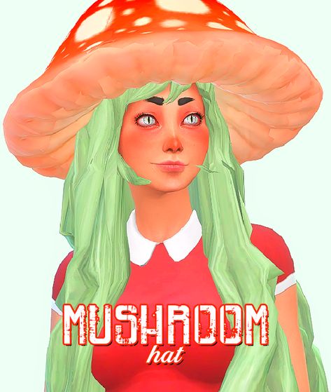 mushroom hat conversion for sims 4! credits for mesh to The-Witchmaker on deviantart Sims Mushroom Cc, Sims 4 Cc Demon Slayer, Sims 4 Mushroom Hat, Sims 4 Mushroom Cc, Maxis Match Hats, Mushroom Hat Sims 4 Cc, Ts4 Hats Cc, Sims 4 Mushroom, Maxis Match Hats Sims 4