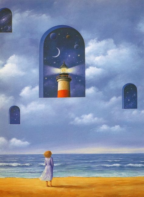 Rafal Oblinsky, Rafal Olbinski, Soul Collage, Surealism Art, Max Ernst, Scenery Wallpaper, Amazing Nature, Alice In Wonderland, Lighthouse