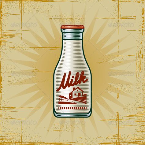 Old Milk Bottles, Bottle Vector, Vintage Milk Bottles, Milk Packaging, Bottle Drawing, Stall Shower, Stall Shower Curtain, Milk Carton, Milk Bottle