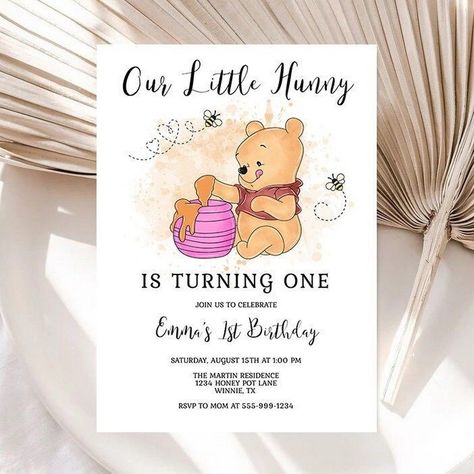 Fun and Frolic: Kid's Birthday Party Fun Winnie The Pooh Party Invitations, Winnie The Pooh Birthday Party Invitations, Whitney The Pooh First Birthday, Winnie The Pooh First Birthday Invitations, Winnie The Pooh 1st Birthday Invitations, 1st Birthday Party Winnie The Pooh, Winnie The Pooh First Birthday Theme, Whinney Pooh 1st Birthday, Our Little Hunny Is Turning 1