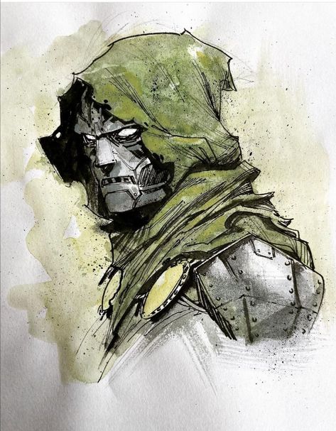 Doctor Doom Sketch, Doctor Doom Drawing, Dr Doom Sketch, Dr Doom Tattoo, Drawing Ideas Comic, Dr Doom Drawing, Dr Doom Art, Dr Doom Comic, Dc Comics Fanart