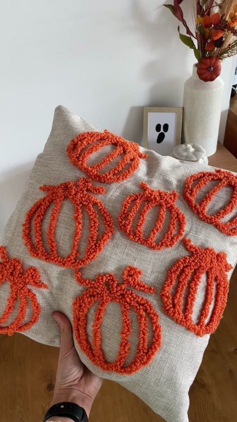 Kira Goode (@kira_goode) | TikTok Kira Goode, Punch Needle Cushion, Pumpkin Punch, Spooky Crafts, Needle Cushion, Halloween Day, Autumn Crafts, 13 Days, Fall Halloween Decor