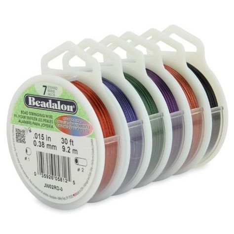 Beadalon 7-Strand Beading Stringing Wire, 0.15- Inch, 6-Pack Assorted Colors, 30-Feet by Beadalon, http://www.amazon.com/gp/product/B002WMG3JQ/ref=cm_sw_r_pi_alp_QzPYqb0P6VJ0T Wire Beading, Beaded Designs, Beading Thread, Shades Of Blue Green, Coupon Organization, Micro Macramé, Beading Projects, Beading Wire, Bead Stringing