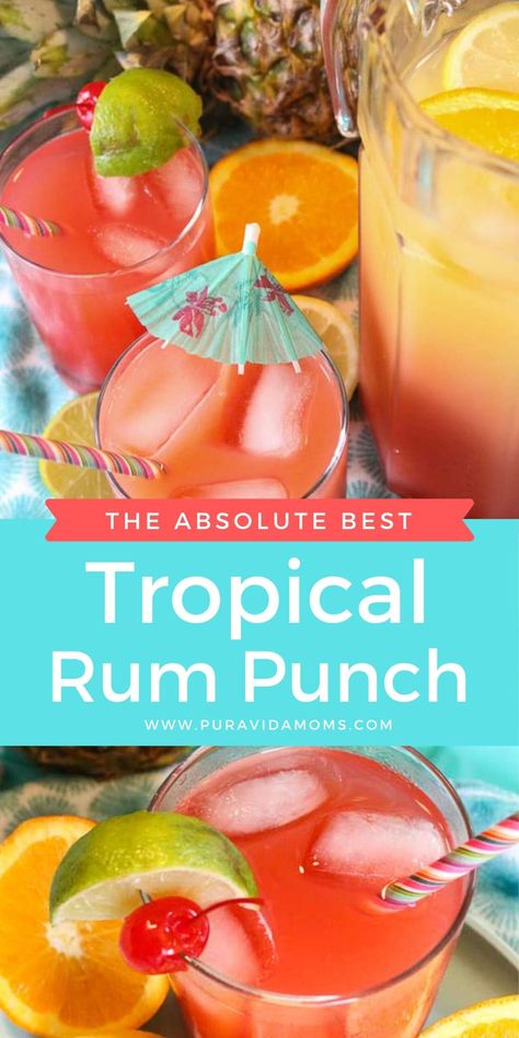 Rum Punch Drink, Tropical Rum Punch, Rum Punch Cocktail, Rum Punch Recipe, Rum Punch Recipes, Yummy Cocktails, Alcohol Beverages, Punch Cocktails, Good Rum