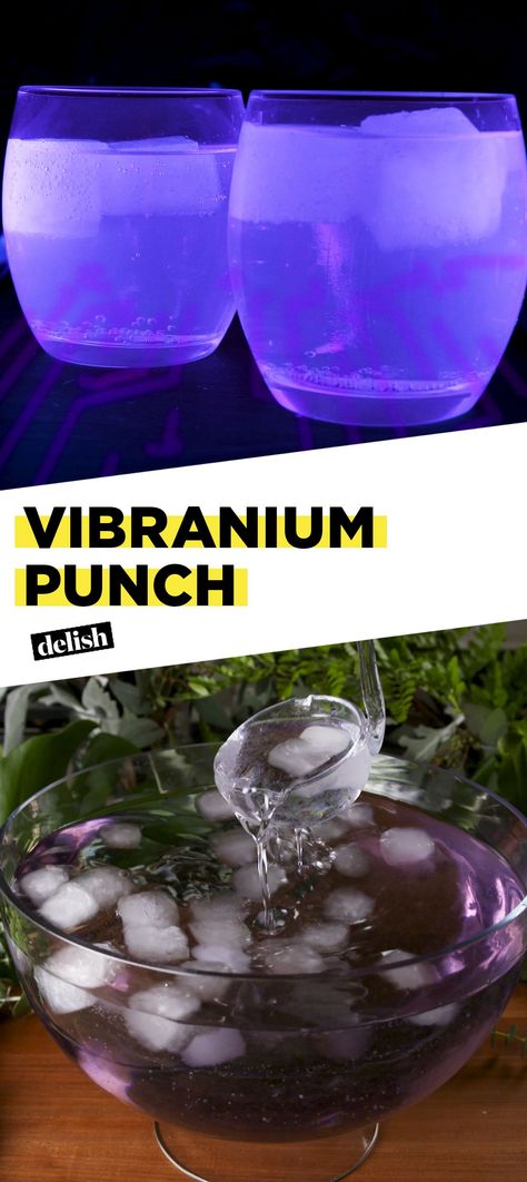 This Boozy Black Panther Punch is WAY stronger than vibranium. Get the recipe at Delish.com. #boozy #punch #marvel #avengers #blackpanther #movie #alcohol #drink #delish #recipe #easyrecipe #cocktail #cocktailrecipes Black Panther Party Ideas, Baby Black Panther, Marvel Birthday Party, Marvel Party, Avengers Pictures, Avenger Birthday Party, Avengers Party, Birthday Sister, Black Panther Party