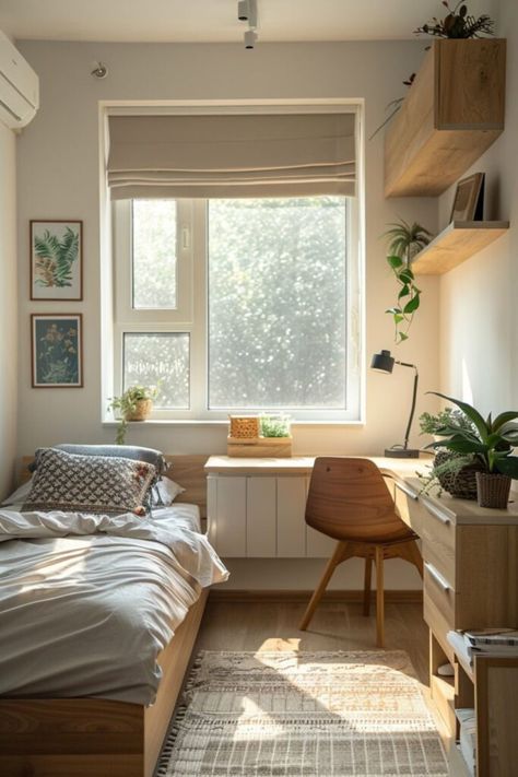 Minimalist Room Ideas Small Spaces, Small Room Inspo Minimalist, Minimalist Dorm Room, Minimalist Dorm, Room Styling, Dorm Inspo, Pinterest Contest, Deco Studio, Inspired Interiors