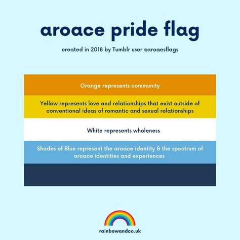 Rainbow & Co | This week's flag is... #Aroace! 🧡💛🤍💙 Aroace is short for Aromantic Asexual, which means someone who experiences little or no romantic and… | Instagram Asexual Humor, Lgbtq Funny, Tumblr Users, Asexual Pride, Lgbtq Flags, Gay Memes, Manifestation Board, January 4, Pride Flags