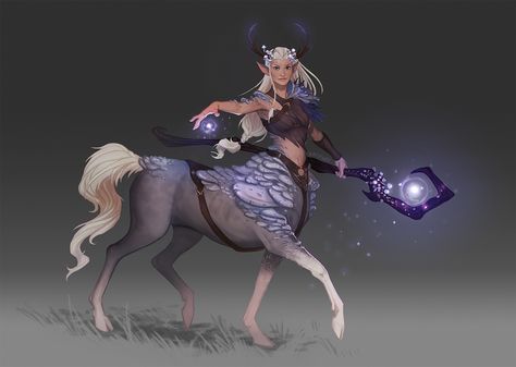 Faun Centaur, Spore Druid, Female Centaur, Fantasy Races, Mythical Creatures Art, Fantasy Rpg, 판타지 아트, Fantasy Inspiration, Dnd Characters