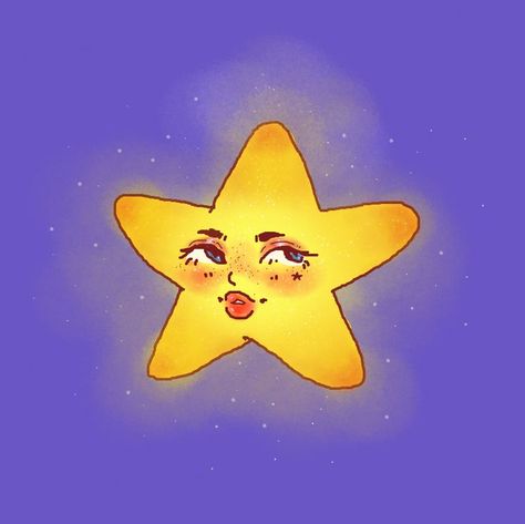 i drew this at work lol #art #artist #digitalart #star #paint #painting #sparkly Star With Face Drawing, Moon With Face Painting, Vintage Stars Aesthetic, Star People Drawing, Star People Art, Sunshine Painting Ideas, Star Asthetics, Stars Painting Easy, Star Art Aesthetic