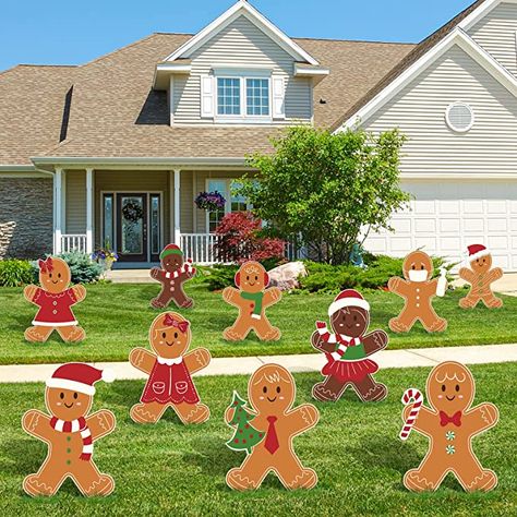 Amazon.com : AnyDesign 10Pcs Large Christmas Yard Sign with Stakes Gingerbread man Lawn Sign Colorful Lawn Patio Yard Decorations for Holiday Party Home Lawn Pathway Walkway Decorations Supplies, 10 Designs : Patio, Lawn & Garden Christmas Lawn Decorations, Inflatable Christmas Decorations, Yard Ornaments, Christmas Gingerbread Men, Yard Decorations, 2022 Christmas, Christmas Inflatables, Christmas Yard, Christmas Garden