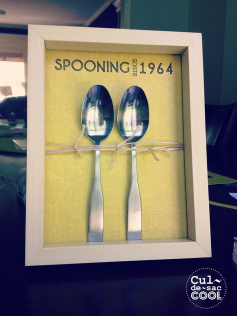 DIY Spooning Anniversary/wedding/Valentine's Day Gift 7 Wedding Anniversary Gift Ideas, 40th Anniversary Party, 25 Wedding Anniversary Gifts, Marriage Anniversary Gifts, 50th Wedding Anniversary Party, Homemade Anniversary Gifts, 25th Anniversary Gifts, Anniversaire Diy, 50 Wedding Anniversary Gifts