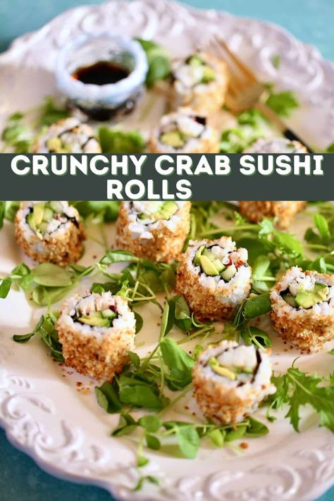 Crunchy Crab Sushi Roll, Herbal Lifestyle, Sushi Rolls At Home, Baked Sushi, Crab Sushi, Crab Sticks, Sushi Ideas, Sushi Recipes Homemade, Sushi Roll Recipes