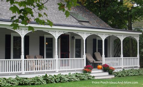 Country Front Porch Ideas | country porch adorned with exterior house trim Porch Gingerbread Trim, Porch Brackets Farmhouse, Country Front Porch Ideas, Front Porch Appeal, Exterior House Trim, Victorian Trim, Veranda Railing, Front Porch Pictures, Porch Trim