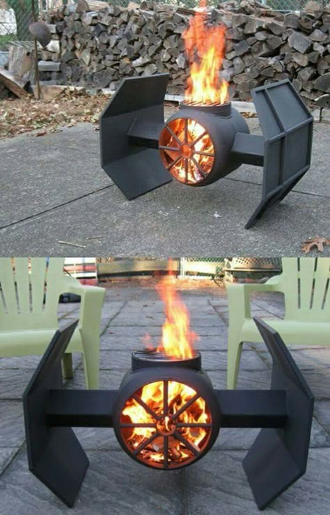 Diy Fire Pit Ideas, Welded Art, Cool Fire Pits, Welding Ideas, Fire Pit Ideas, Tie Fighter, Rocket Stoves, Fire Pit Designs, Diy Fire Pit