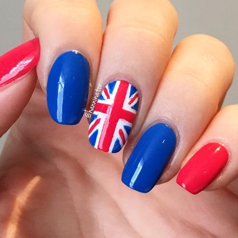 British Flag Nails, Union Jack Nails, Jack Nails, Patriotic Nails Design, Flag Nails, Patriotic Nails, London Nails, Nails Now, Nail Designs Glitter