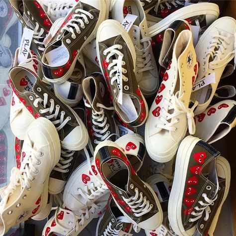 multiheart converse ❤️❤️❤️#commedesgarcons #play #cdgplay #converse #chucktaylor #multi #heart #khaki #white #color #fashion #streetwear… Cdg Play, Color Fashion, Golden Dog, Fashion Streetwear, Fashion Studio, Warsaw, Colorful Fashion, Dress Details, Chuck Taylors