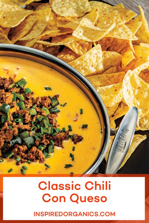 Chili Con Queso Recipe, Chili Con Queso Dip, Con Queso Dip, Con Queso Recipe, Leftover Chili, Classic Chili, Queso Recipe, Corn Tortilla Chips, Serrano Pepper