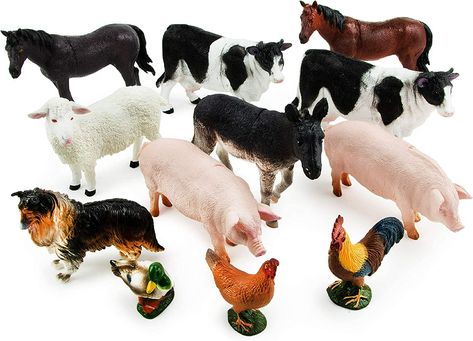 Boley Farm Animal Figures - 12 Pack Small Farm Animal Toys Kids Ages 3 and Up - Realistic Plastic Animal Figurines - Farm Animals for Toddlers Farm Animal Toys, Farm Village, National Geographic Kids, Childhood Nostalgia, Animal Toys, Toys Kids, Cat Boarding, Small Farm, Plastic Animals