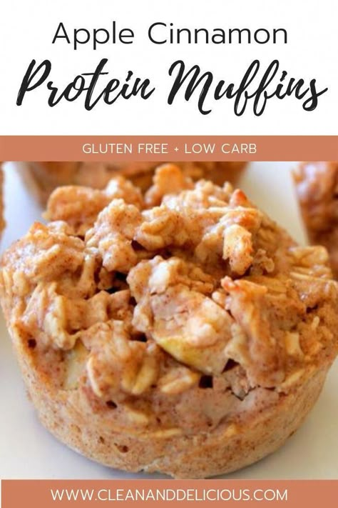 Apple Protein Muffins, Cinnamon Protein Muffins, Gluten Free Protein Muffins, Muffins Apple, High Protein Muffins, Protein Muffin Recipes, Healthy Low Carb Snacks, Protein Baking, High Protein Desserts