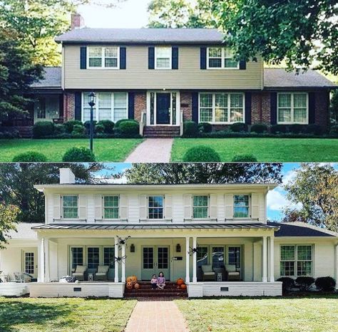 Colonial Exterior Makeover, Colonial Exterior Remodel, Garrison Colonial Exterior, Colonial Renovation, Updated Windows, Dutch Colonial Homes, Colonial House Exteriors, Exterior House Renovation, House Makeovers