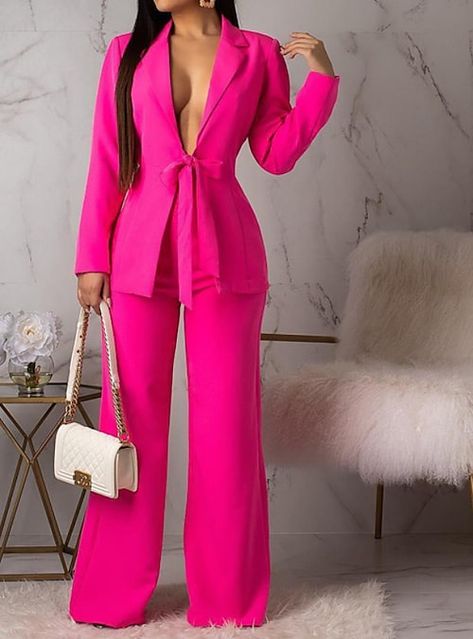 Womens Professional Suits, Hot Pink Blazers, Casual Professional, Womens Suits Business, Suit Pattern, Pink Suit, Business Pants, Women Formals, Professional Women