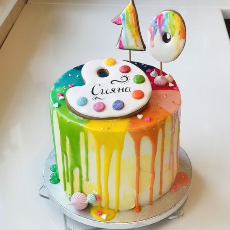 Paint cake Paint Cake Design, Cake Designs Art Theme, Cake Design For Artist, Cake For An Artist Birthday, Painter Birthday Cake, Paint Pallet Cake Ideas, Painting Party Cake Ideas, Painting Birthday Cake Ideas, Painting Themed Cake