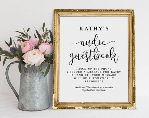 Phone Guest Book Sign, Retirement Guest Book Sign Ideas, Phone Guest Book, Retirement Signs, Book Minimalist, Audio Guest Book, Digital Sign, Digital Signs, Modern Minimalist Wedding