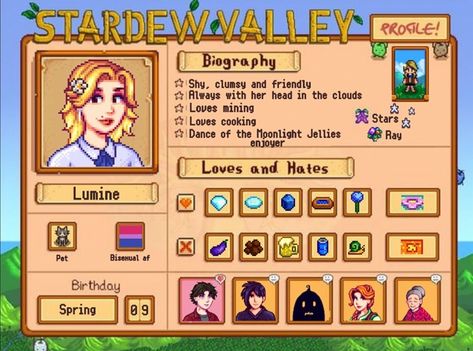 Stardew Valley Profile, Stardew Mods, College Bulletin Boards, Stardew Valley Layout, Star Valley, Stardew Valley Fanart, Animal Crossing Fan Art, Im Lonely, Big Little Reveal