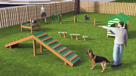 Dog Park Design, Dog Agility Course Diy, Dog Park Equipment, Outdoor Dog Area, Dog Boarding Ideas, Dog Daycare Business, Puppy Playground, Dog Play Area, Indoor Dog Park