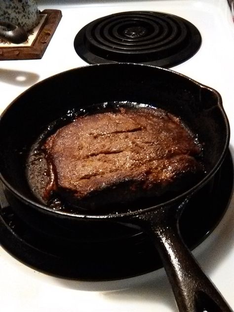 Delmonico Steak Recipes, Bobby Flay Steak, Cast Iron Skillet Steak, Pan Fry Steak, Flat Iron Steak Recipes, Delmonico Steak, Steak In Oven, Cast Iron Frying Pan, Tender Steak