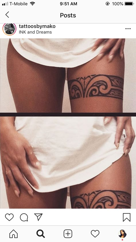 African Band Tattoo, Samoan Tattoos For Women, Thigh Band Tattoo Black Women, Female Trible Tattoos, Thigh Trible Tattoos Women, Samoan Leg Tattoo For Women, Hip Thigh Tattoos Women Ideas, Polynesian Tattoos Women Thigh, Mexican Trible Tattoos